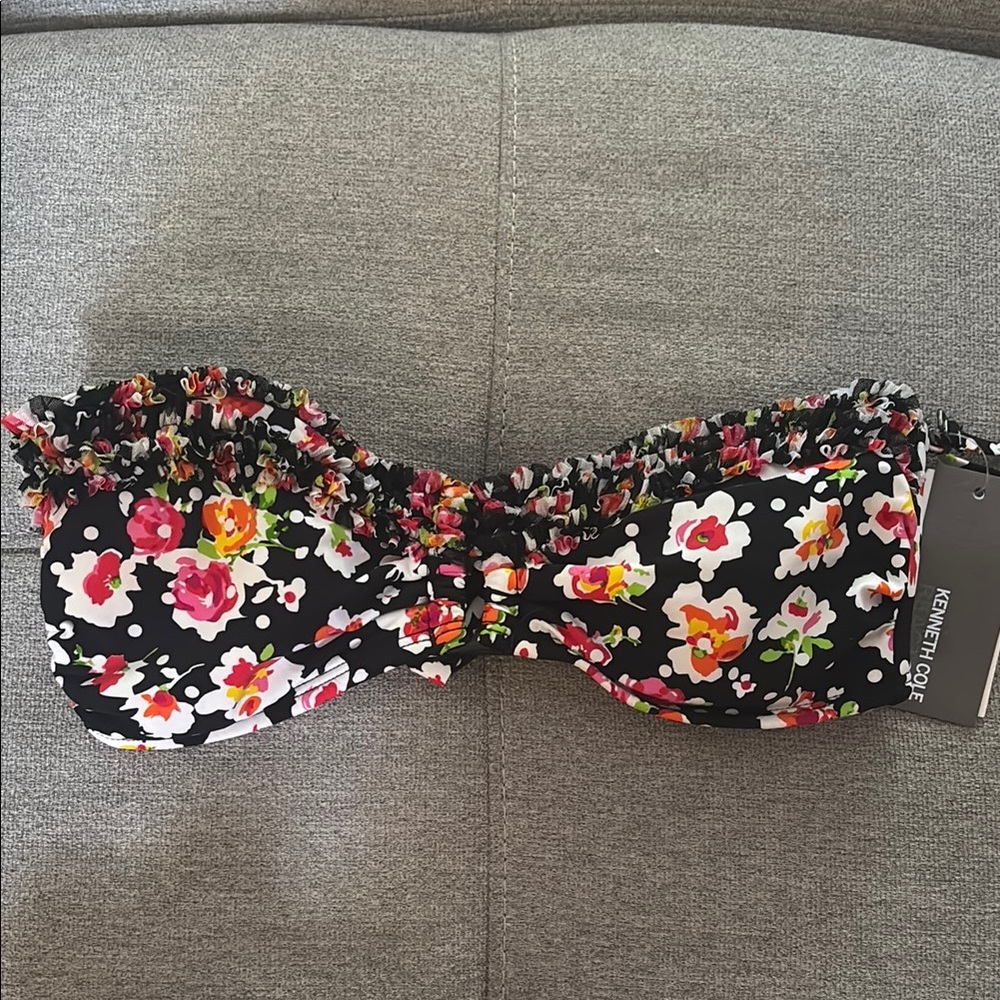 Kenneth Cole: Floral Bandeau Bikini Top - Vibrant Floral Print